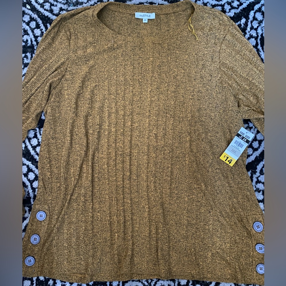 Mustard Yellow Long Sleeve Top size 2X